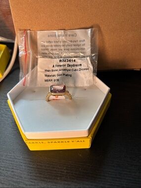 A Forever Daydream Purple Amethyst Cubic Zirconia Gold-Plated Ring